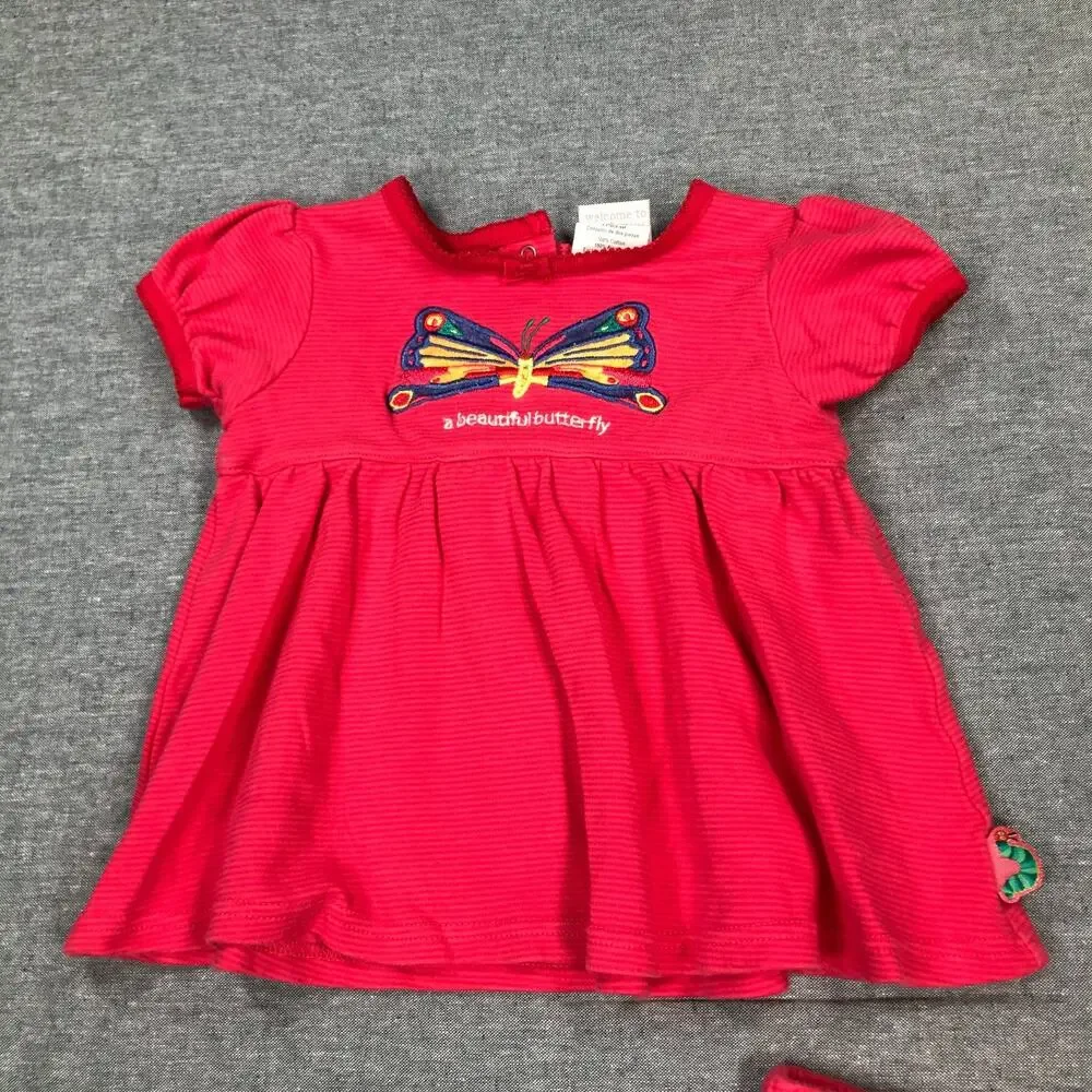 VTG Carters Very Hungry Caterpillar 6-9M Butterfly Outfit Pink Striped Flaw AU19